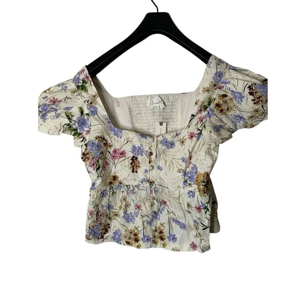 Anthropologie Floral Corset Smocked Back Size small women's NEW WITH TAGS